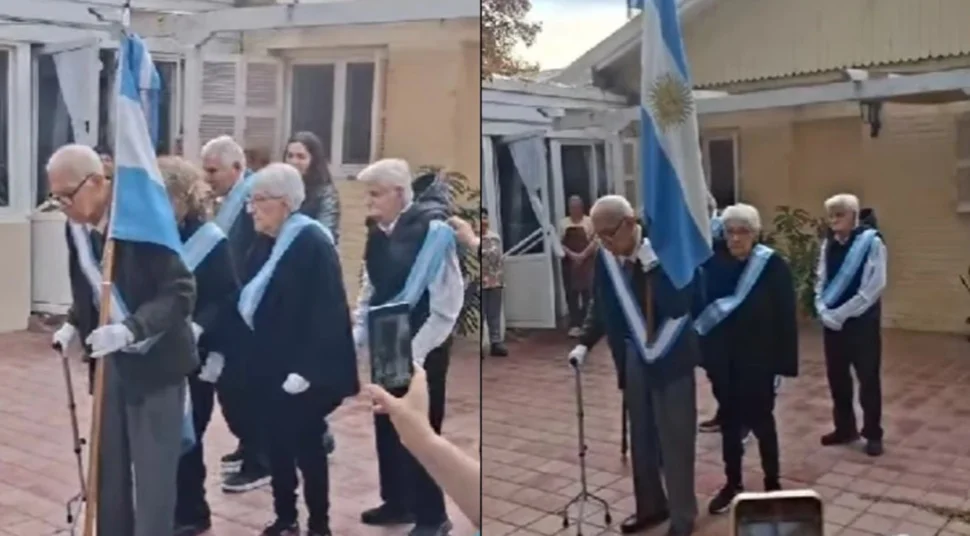 Abuelos homenaje bandera